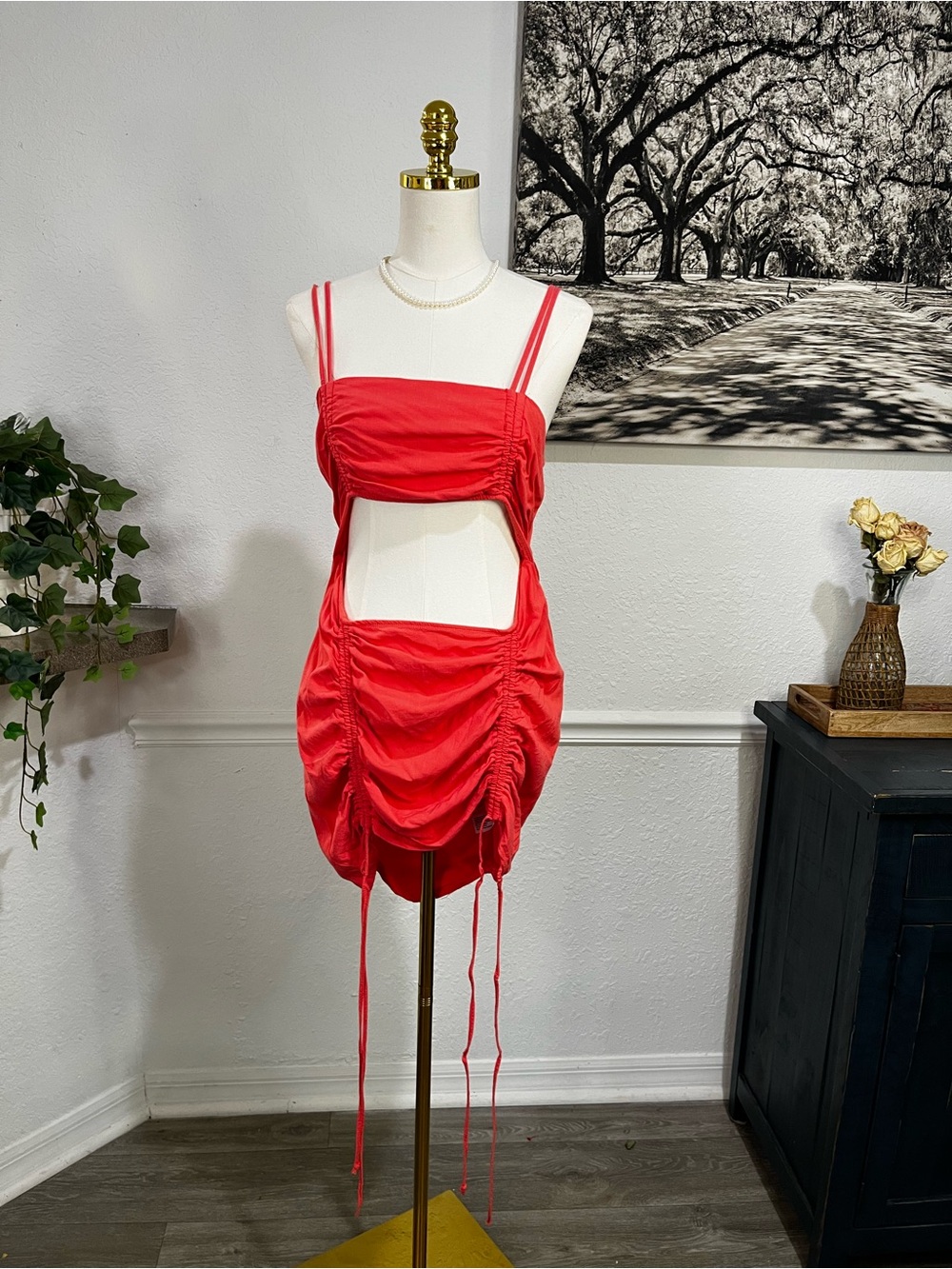 wild fable coral red ruched mini dress